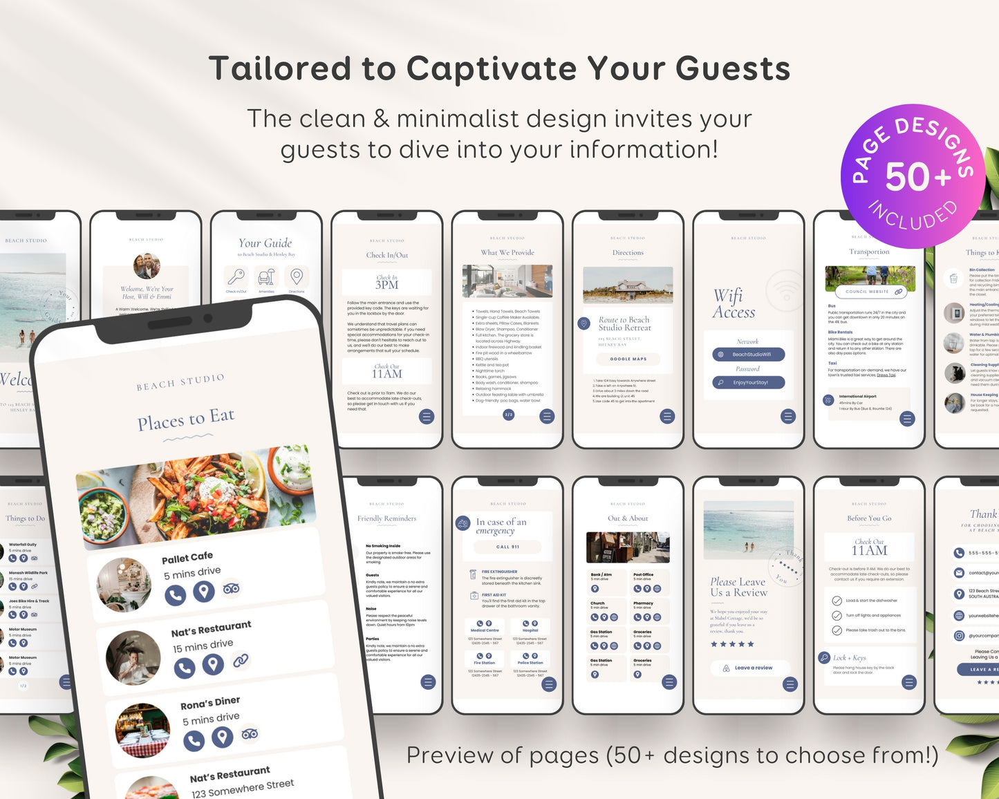 Beach House Welcome Book Digital & Printable Airbnb Welcome Book Template Beach House Vacation Rental Guidebook Canva House Manual, PDF BC1