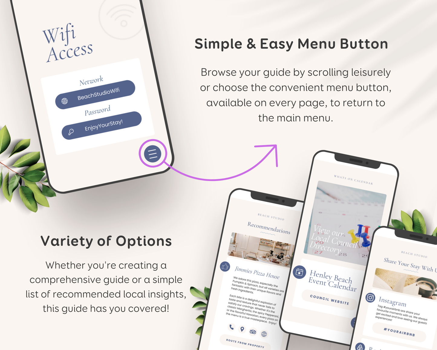 Digital Airbnb Welcome Guide Book, Beach House Vacation Rental Guide Template Canva