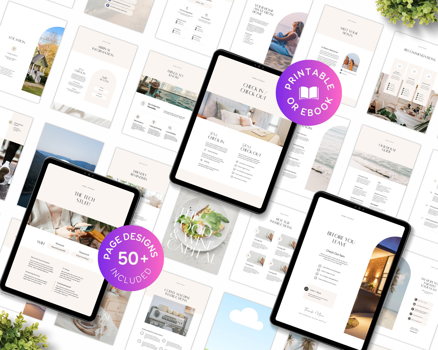 Modern Airbnb Welcome Guide Book Template, Printable