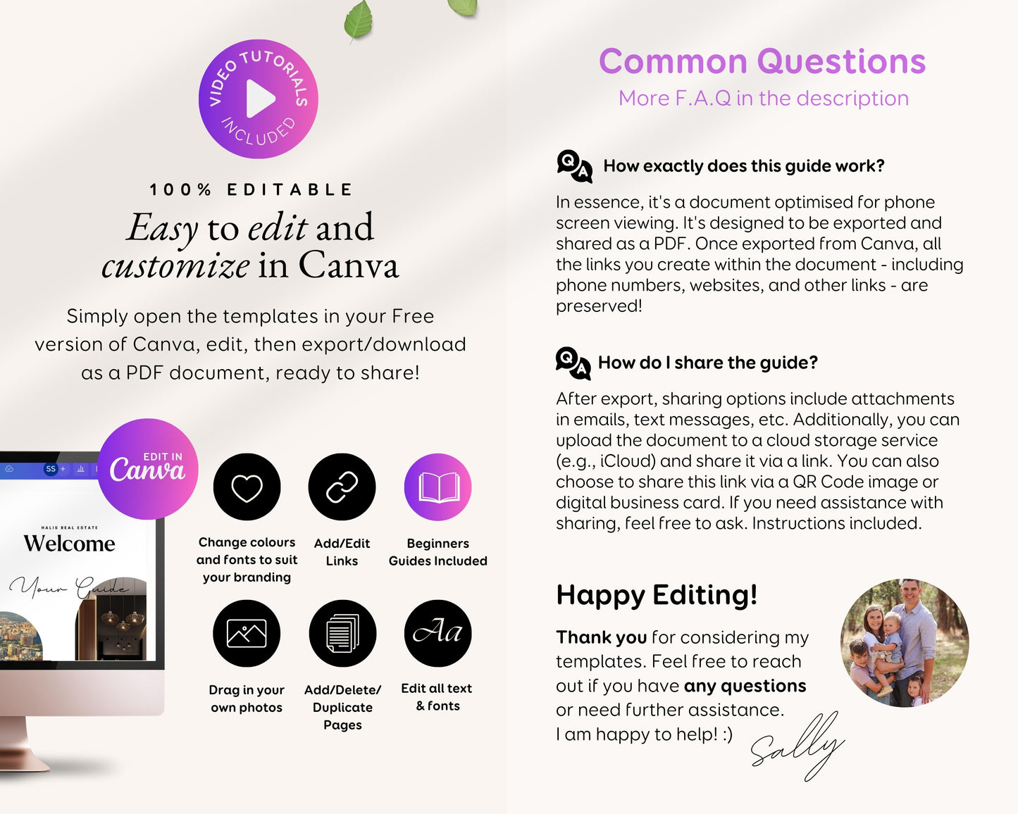 Digital Real Estate Agent Realtor Welcome New Client Guide Templates Canva, About Profile Marketing Digital Bundle Packet, New Buyer Seller