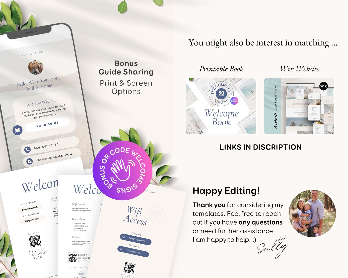 Beach House Welcome Book Digital & Printable Airbnb Welcome Book Template Beach House Vacation Rental Guidebook Canva House Manual, PDF BC1