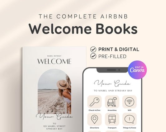 Printable & Digital Guide Airbnb Vacation Rental Welcome Guidebook