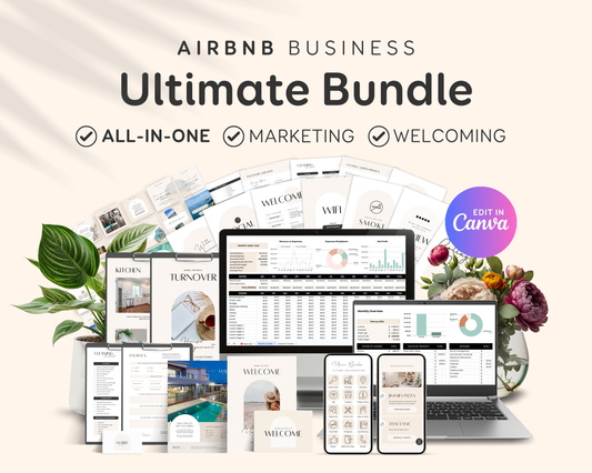 Airbnb, Bed & Breakfast Host Canva Templates Bundle, Brochure, Welcome Book, Sign Bundle, Thank You, Canva Templates