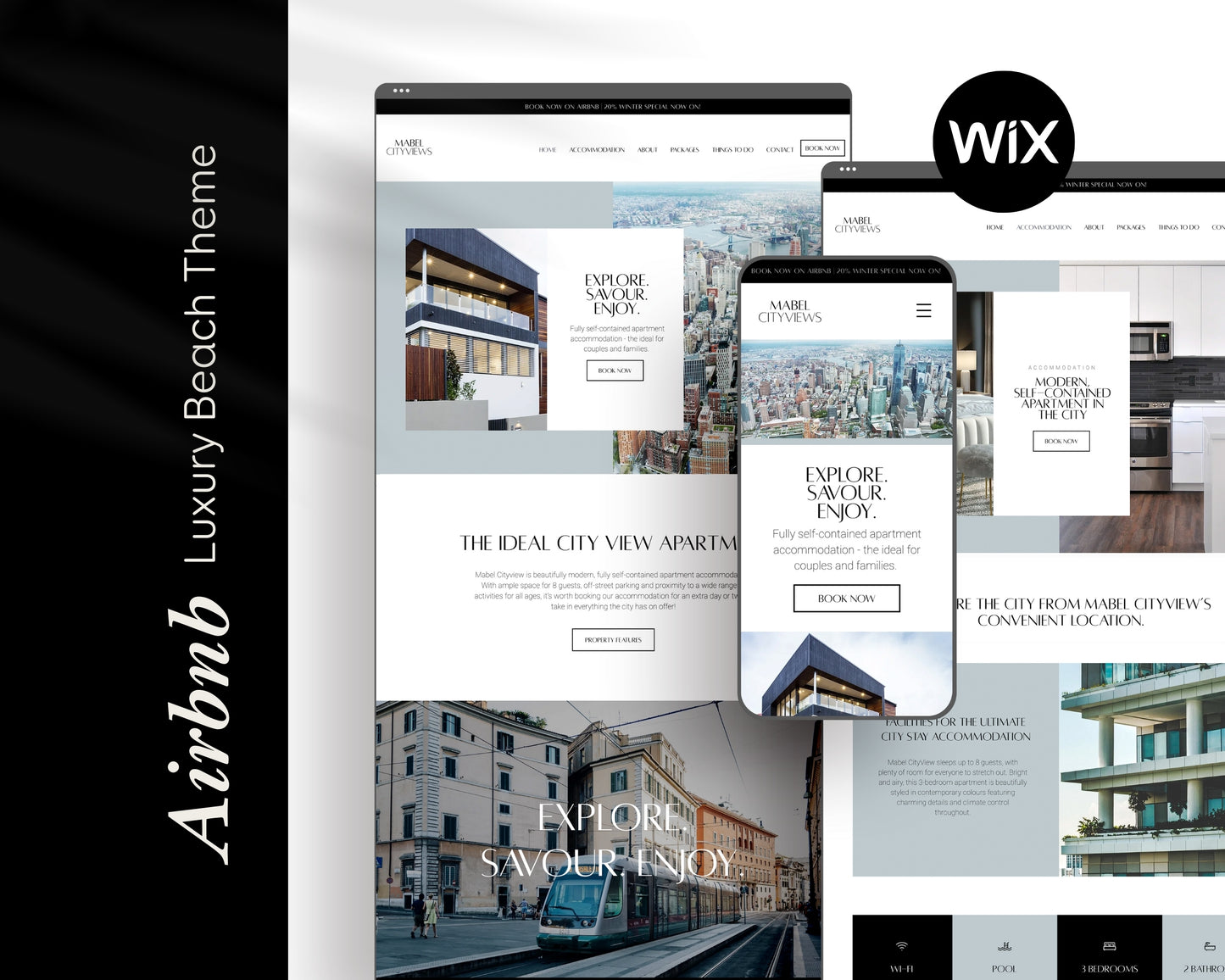 Lodging Bed and Breakfast Airbnb Accommodation Wix Premium Template