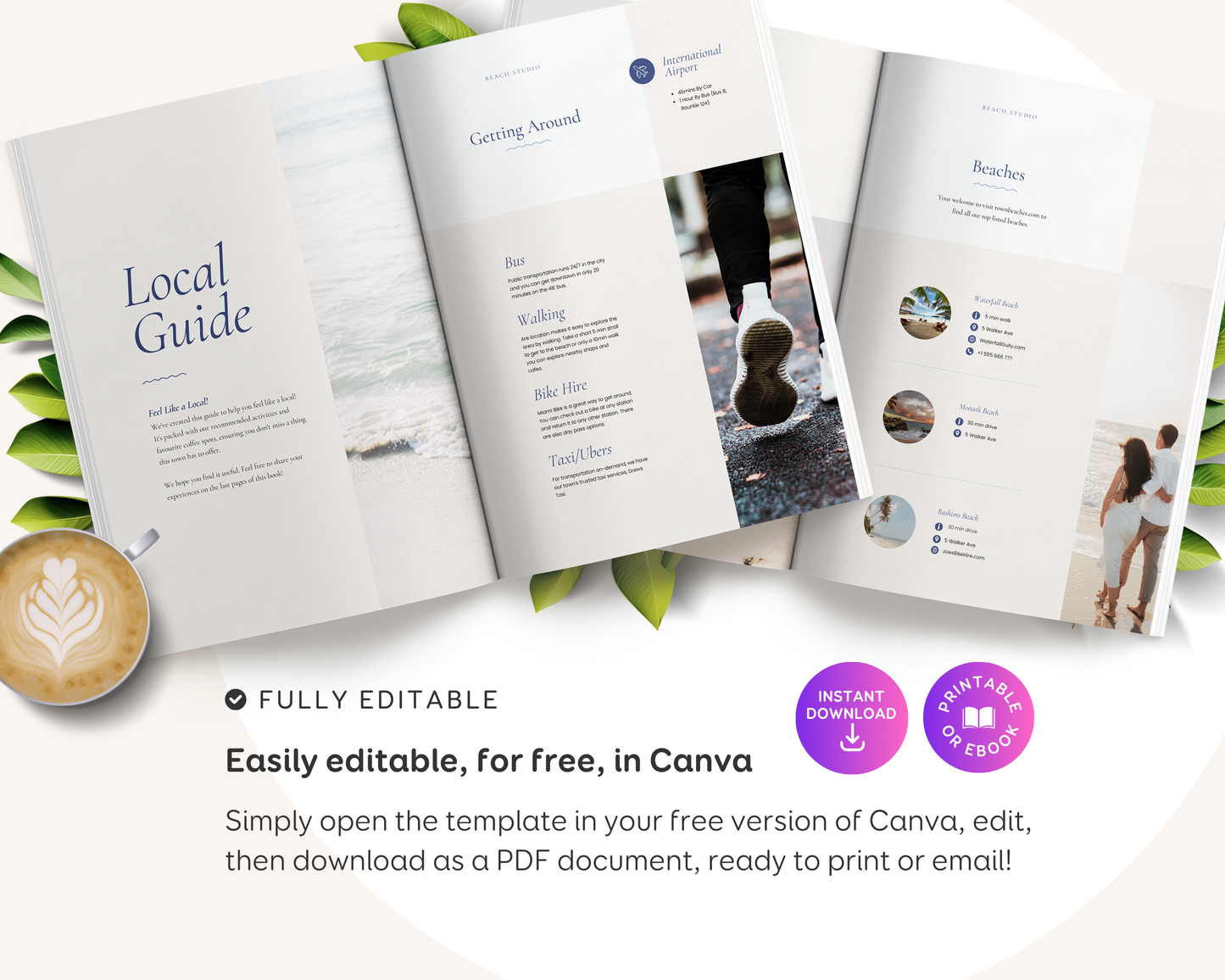 Airbnb Beach House Welcome Guide Book Canva Template, Printable