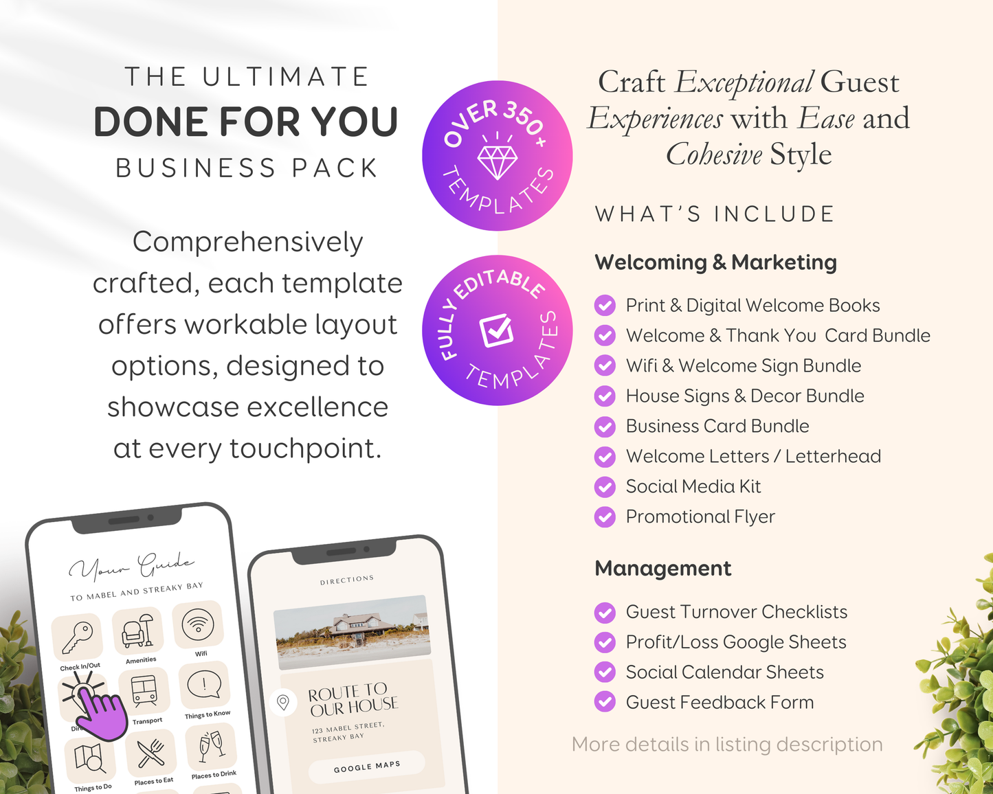 Airbnb, Bed & Breakfast Host Canva Templates Bundle, Brochure, Welcome Book, Sign Bundle, Thank You, Canva Templates