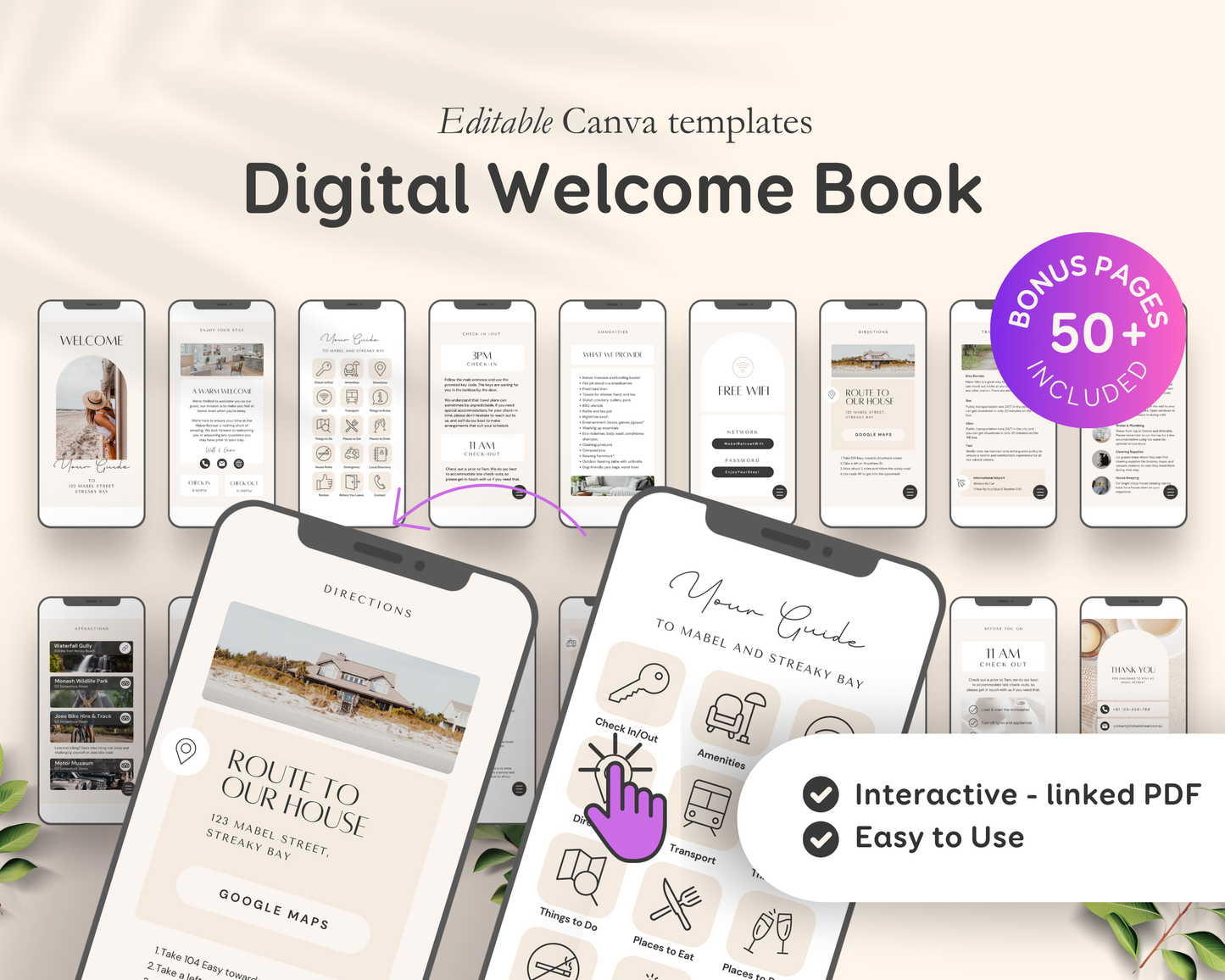 Airbnb, Bed & Breakfast Host Canva Templates Bundle, Brochure, Welcome Book, Sign Bundle, Thank You, Canva Templates