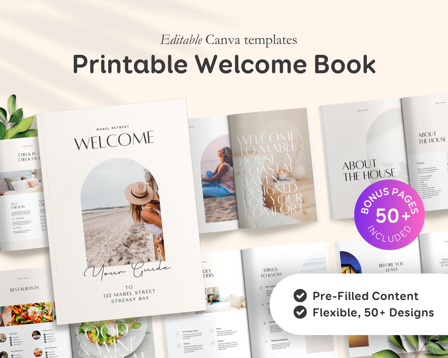 Airbnb, Bed & Breakfast Host Canva Templates Bundle, Brochure, Welcome Book, Sign Bundle, Thank You, Canva Templates