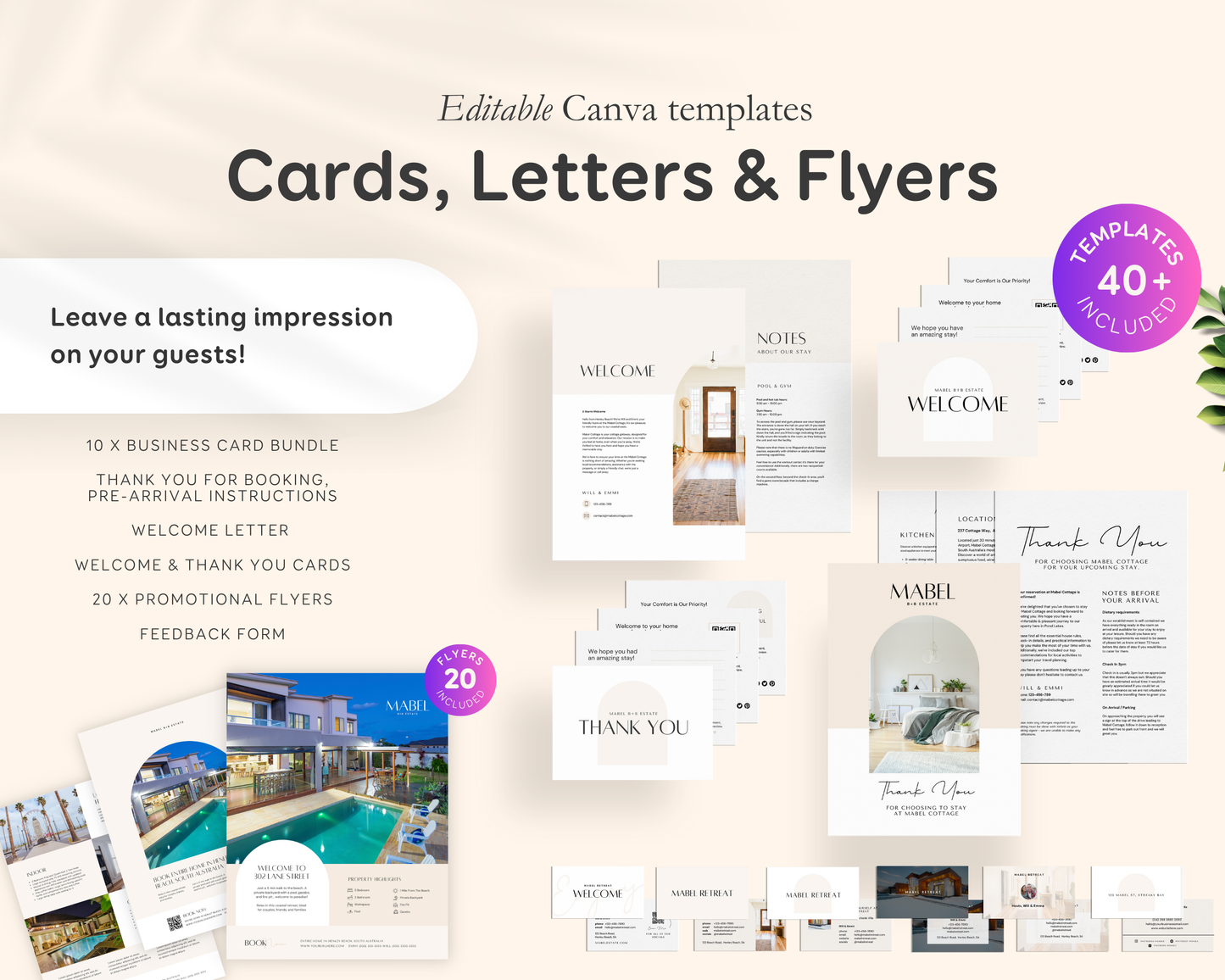 Airbnb, Bed & Breakfast Host Canva Templates Bundle, Brochure, Welcome Book, Sign Bundle, Thank You, Canva Templates