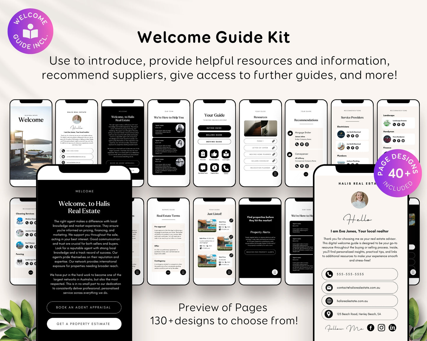 Digital Real Estate Agent Realtor Welcome New Client Guide Templates Canva, About Profile Marketing Digital Bundle Packet, New Buyer Seller