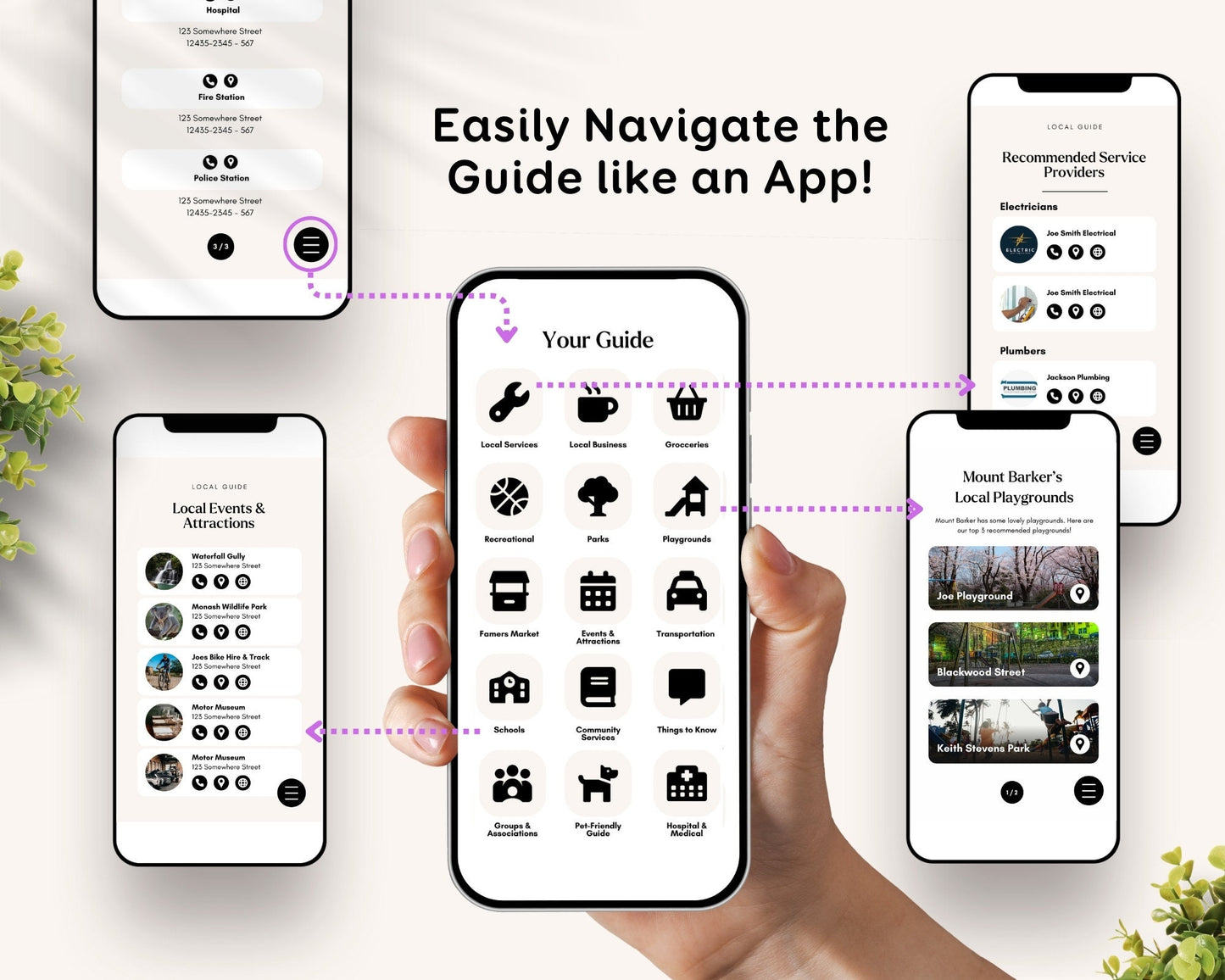 Relocation Local Community Digital & Printable Guide Template for Real Estate Agents, Realtors, City Guide, Cards Download PDF eBook Canva