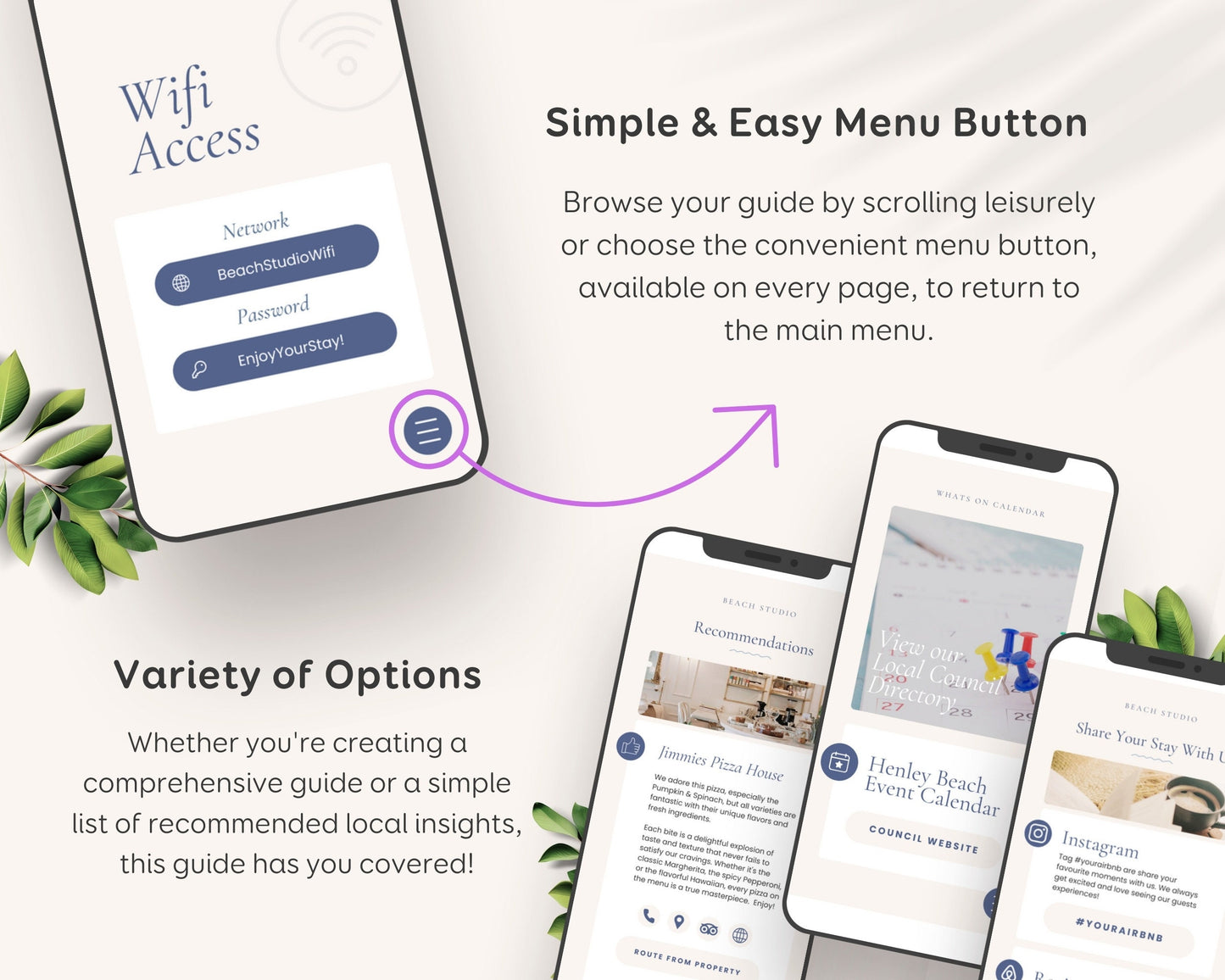 Digital Airbnb Welcome Guide Book, Beach House Vacation Rental Guide Template Canva