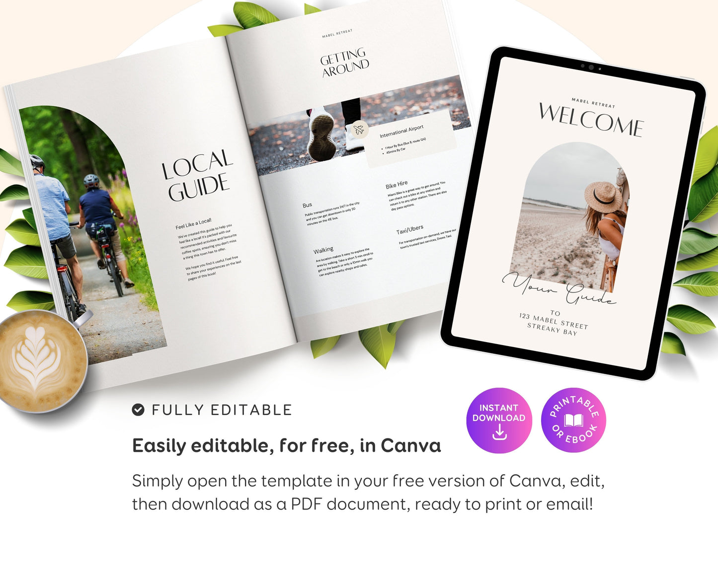 Modern Airbnb Welcome Guide Book Template, Printable