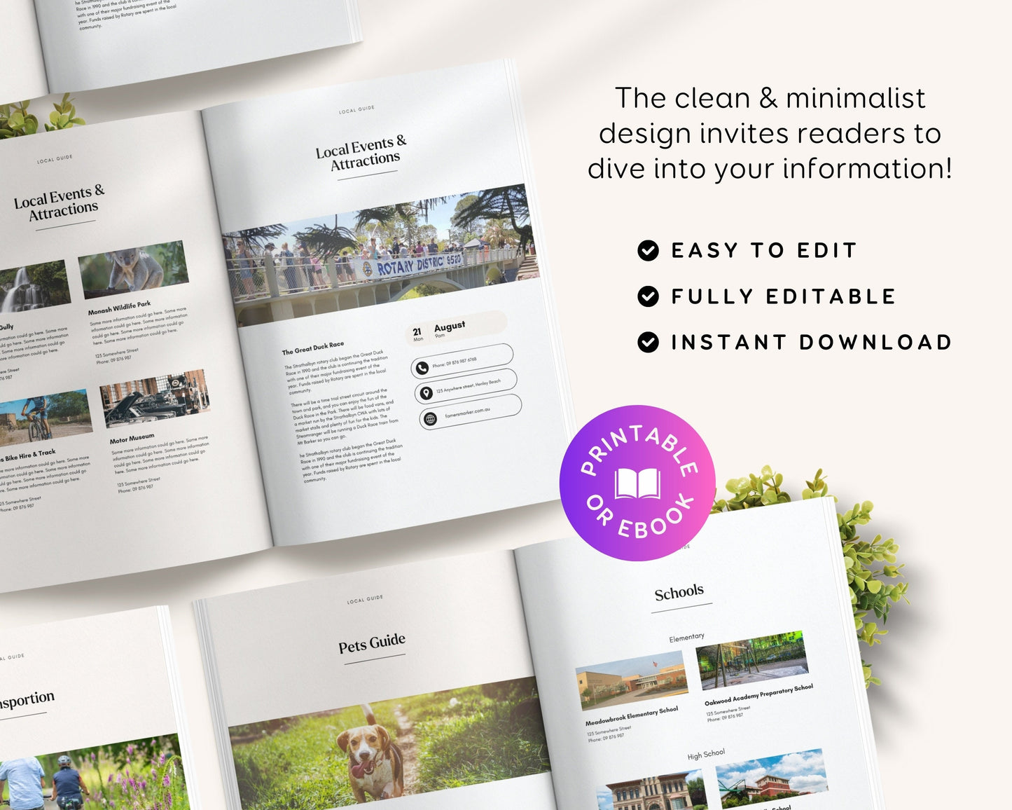 Local Community Guide Template Relocation Guide For Real Estate Realtor Marketing Neighborhood Guide City Guide Locals Newsletter, Canva RE1