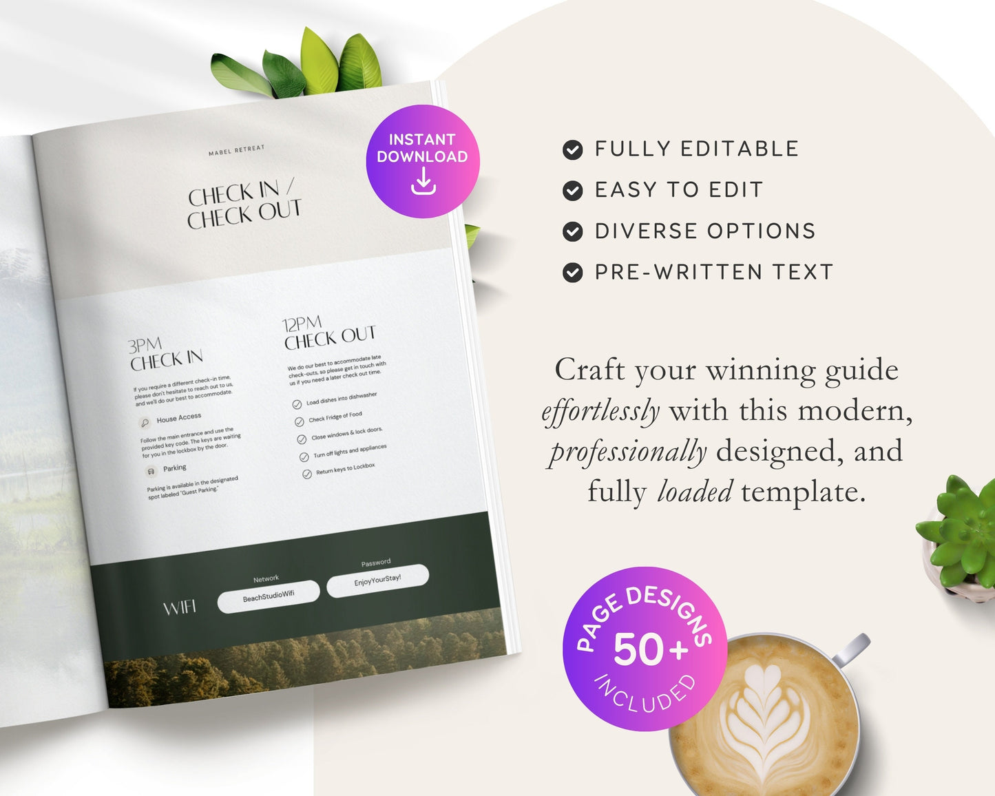 Airbnb Welcome Guidebook for Lake House Mountains Airbnb Welcome Book Template Airbnb Welcome Book Cabin Lodge Forest Green Taupe Rental EG2