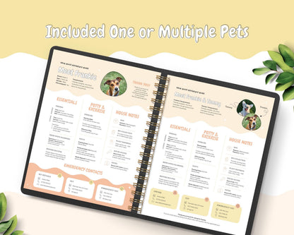 Pet & House Sitting Printable Templates | Editable Dog/Cat Sitter Instructions, One Page Overview Info Sheet, Binder Daily Log Care