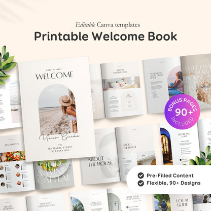 Airbnb Hosting Bundle: Website, Welcome Books, Signs, Checklists, Spreadsheets & Marketing - Editable Canva Templates - EG2
