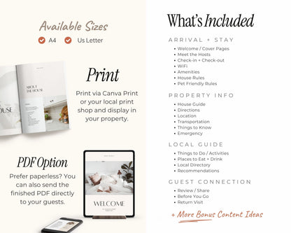 Modern Airbnb Welcome Guide Book Template, Printable