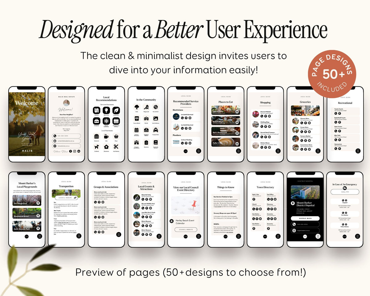 Realtor Local Community Guide Template for Real Estate Agents Marketing Relocation Community Welcome City Guide Digital Mobile ebook Canva