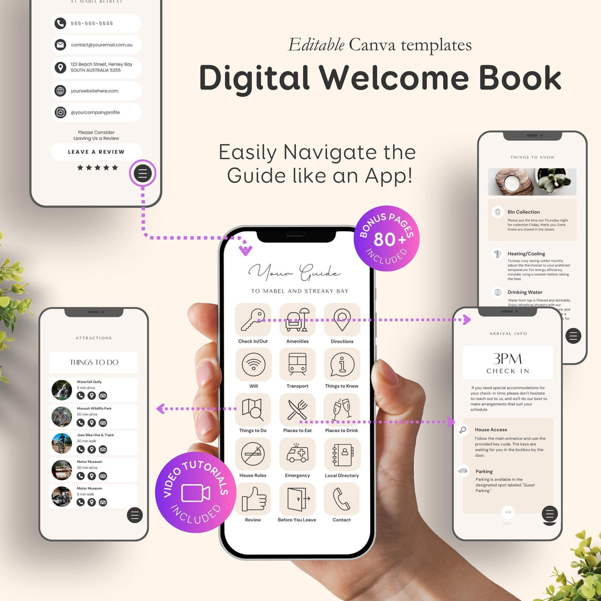 Airbnb Host Template Bundle - House Signs, Welcome Guide Books, Cleaning Checklists & More! EG2