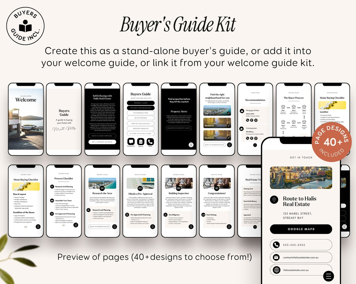 Digital Real Estate Agent Realtor Welcome New Client Guide Templates Canva, About Profile Marketing Digital Bundle Packet, New Buyer Seller