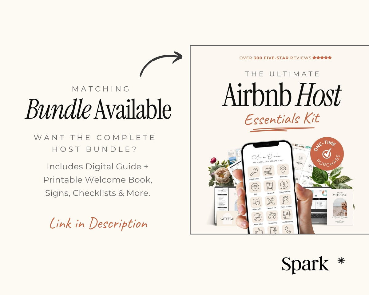 Modern Airbnb Welcome Guide Book Template, Printable