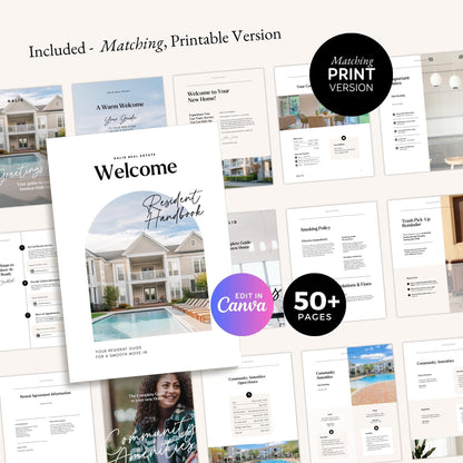 Tenant Welcome Handbook: Editable Move-In Guide for Residents RE1