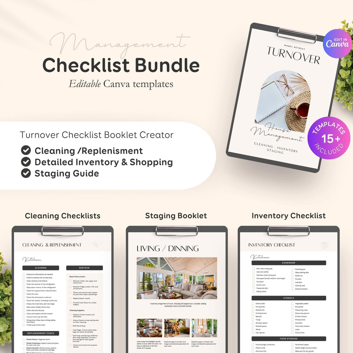 Airbnb Host Template Bundle - House Signs, Welcome Guide Books, Cleaning Checklists & More! EG2