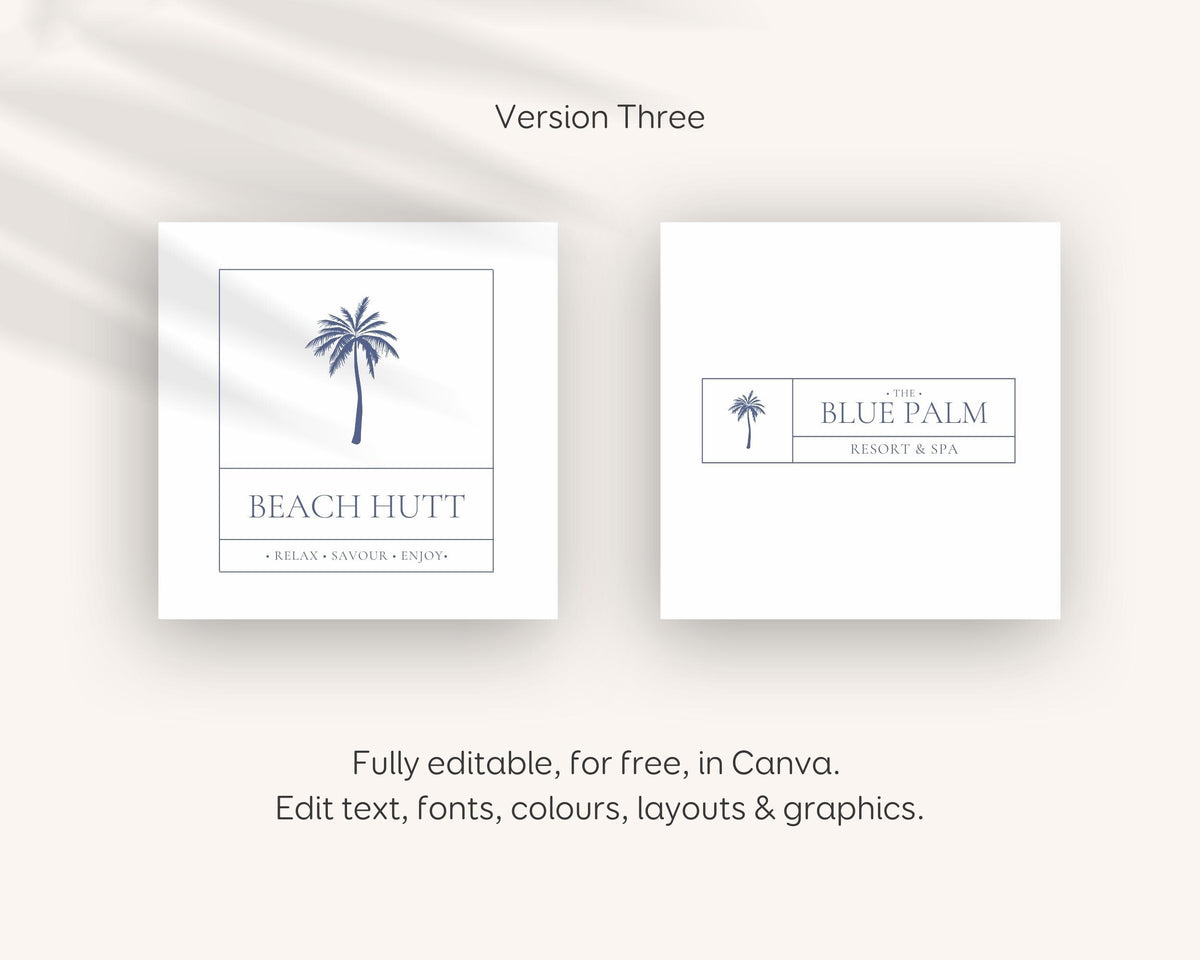 Airbnb Rental Logo Design | Palm Tree Logo, Beach House Logo Branding, Minimalist, Editable Vacation Rental Logo (Digital Download) BC1