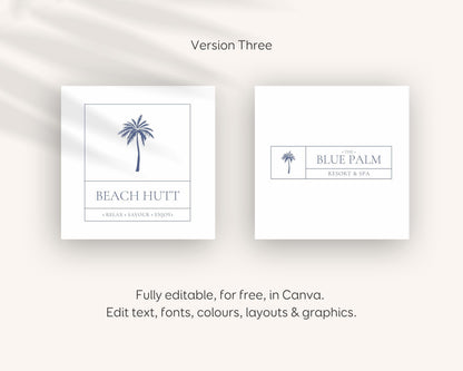 Airbnb Rental Logo Design | Palm Tree Logo, Beach House Logo Branding, Minimalist, Editable Vacation Rental Logo (Digital Download) BC1