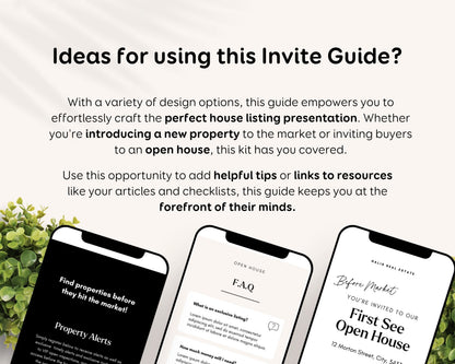 Real Estate Open House Property Listing Invite Template: Editable Digital Guide RE1