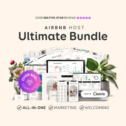 Airbnb Host Template Bundle - House Signs, Welcome Guide Books, Cleaning Checklists & More! EG2