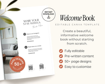 Modern Airbnb Welcome Guide Book Template, Printable