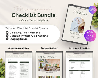 Airbnb Cabin Host Template Bundle- Digital & Printable Welcome Guide Books, Signs, Checklists + More (Editable Canva Download) EG3