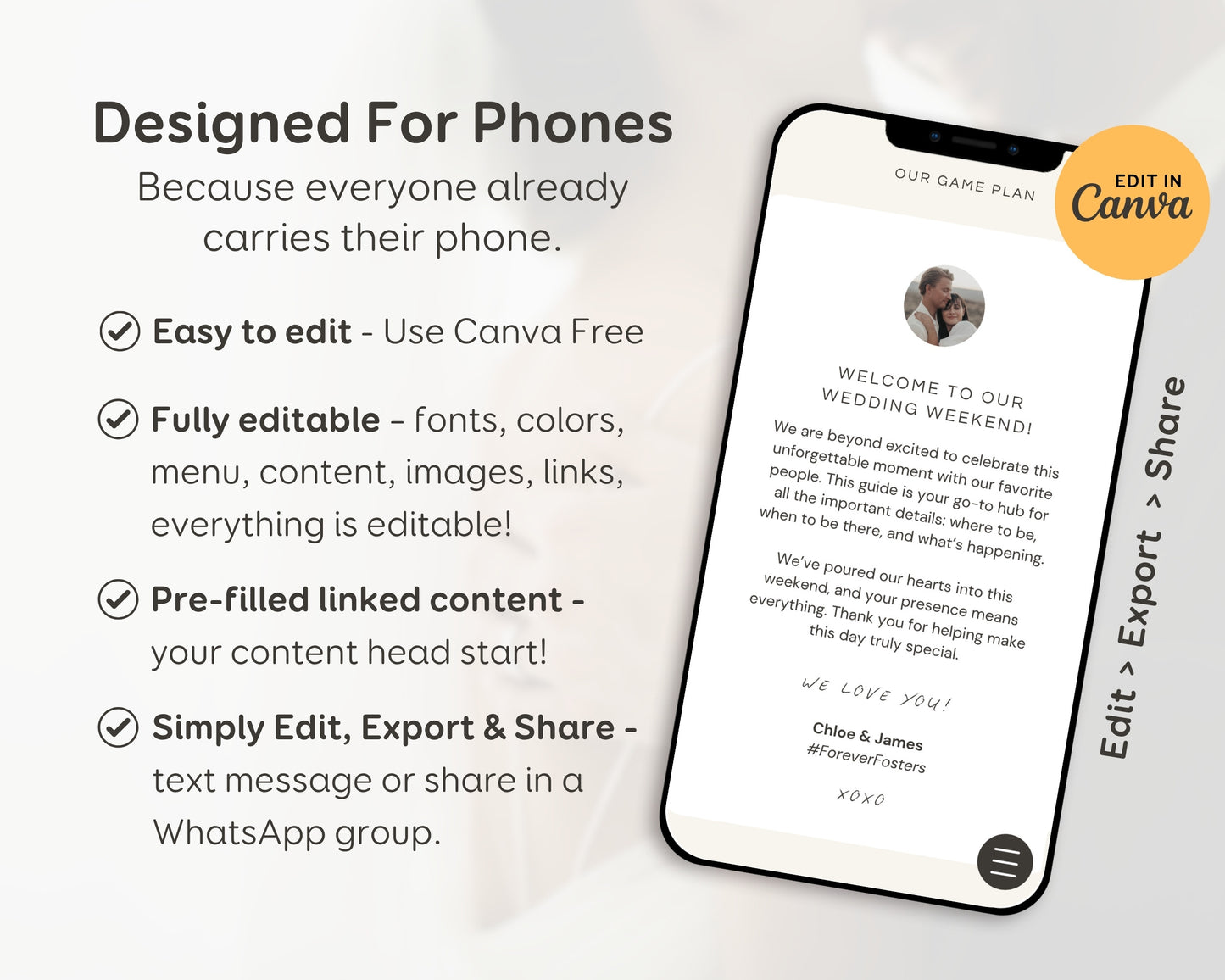 Wedding Day Game Plan | Mobile APP-Like Planner Timeline Template | Itinerary, Day Of Coordinator, Checklists (Digital Download)