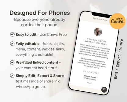 Wedding Day Game Plan | Mobile APP-Like Planner Timeline Template | Itinerary, Day Of Coordinator, Checklists (Digital Download)