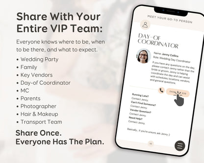 Wedding Day Game Plan | Mobile APP-Like Planner Timeline Template | Itinerary, Day Of Coordinator, Checklists (Digital Download)