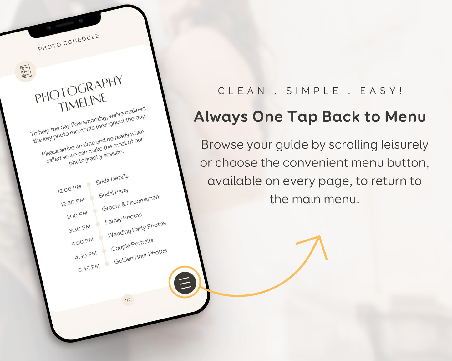 Wedding Day Game Plan | Mobile APP-Like Planner Timeline Template | Itinerary, Day Of Coordinator, Checklists (Digital Download)