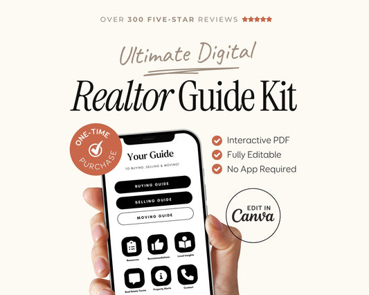 Digital Real Estate Agent Realtor Welcome New Client Guide Templates Canva, About Profile Marketing Digital Bundle Packet, New Buyer Seller