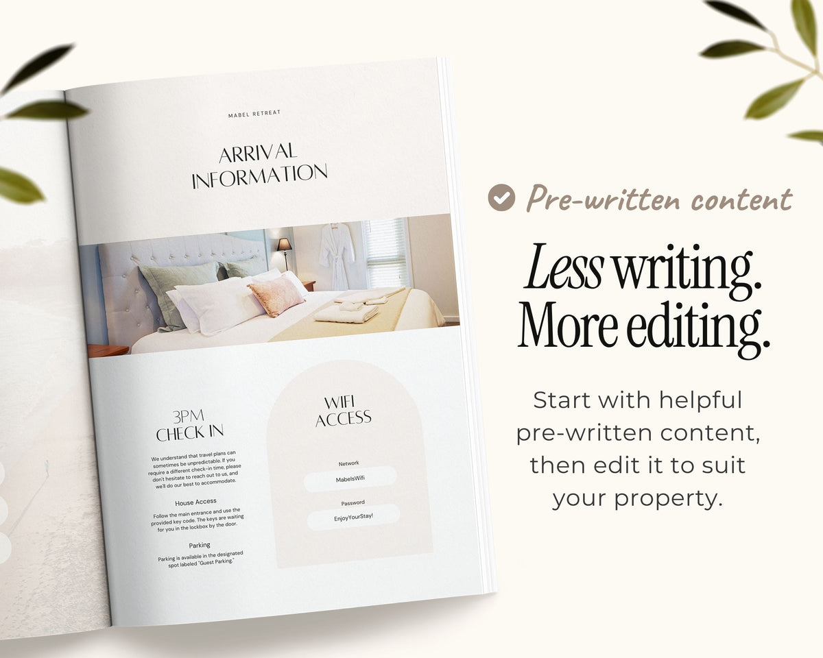 Modern Airbnb Welcome Guide Book Template, Printable