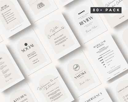 Airbnb Signs Bundle, Canva Edit Welcome Signs Pack, 80+ Templates