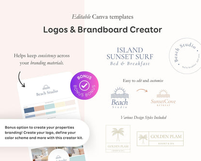 Modern Beach Airbnb Host Bundle: Editable Welcome Book, Rental Signs, Cleaning Checklist & More! BC1