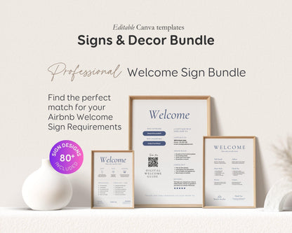 Modern Beach Airbnb Host Bundle: Editable Welcome Book, Rental Signs, Cleaning Checklist & More! BC1