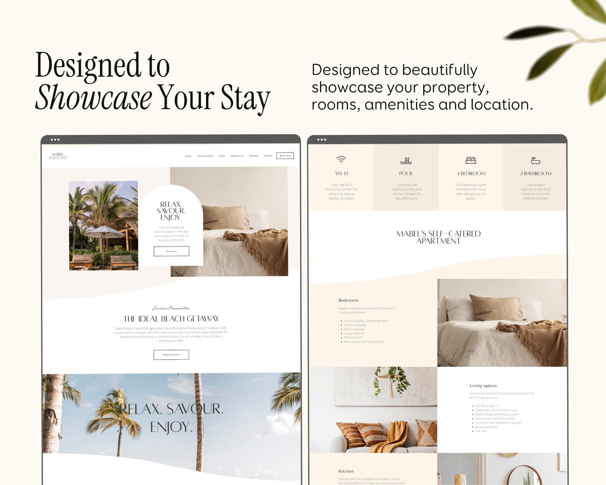 Bed and Breakfast, Vacation Rental Wix Website Theme