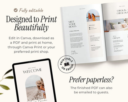 Modern Airbnb Welcome Guide Book Template, Printable