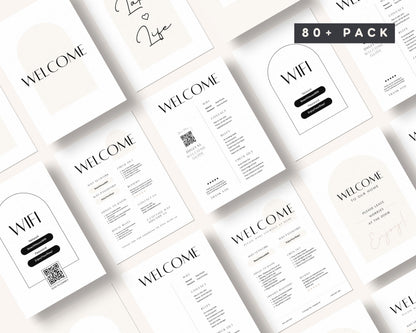 Airbnb Signs Bundle, Canva Edit Welcome Signs Pack, 80+ Templates