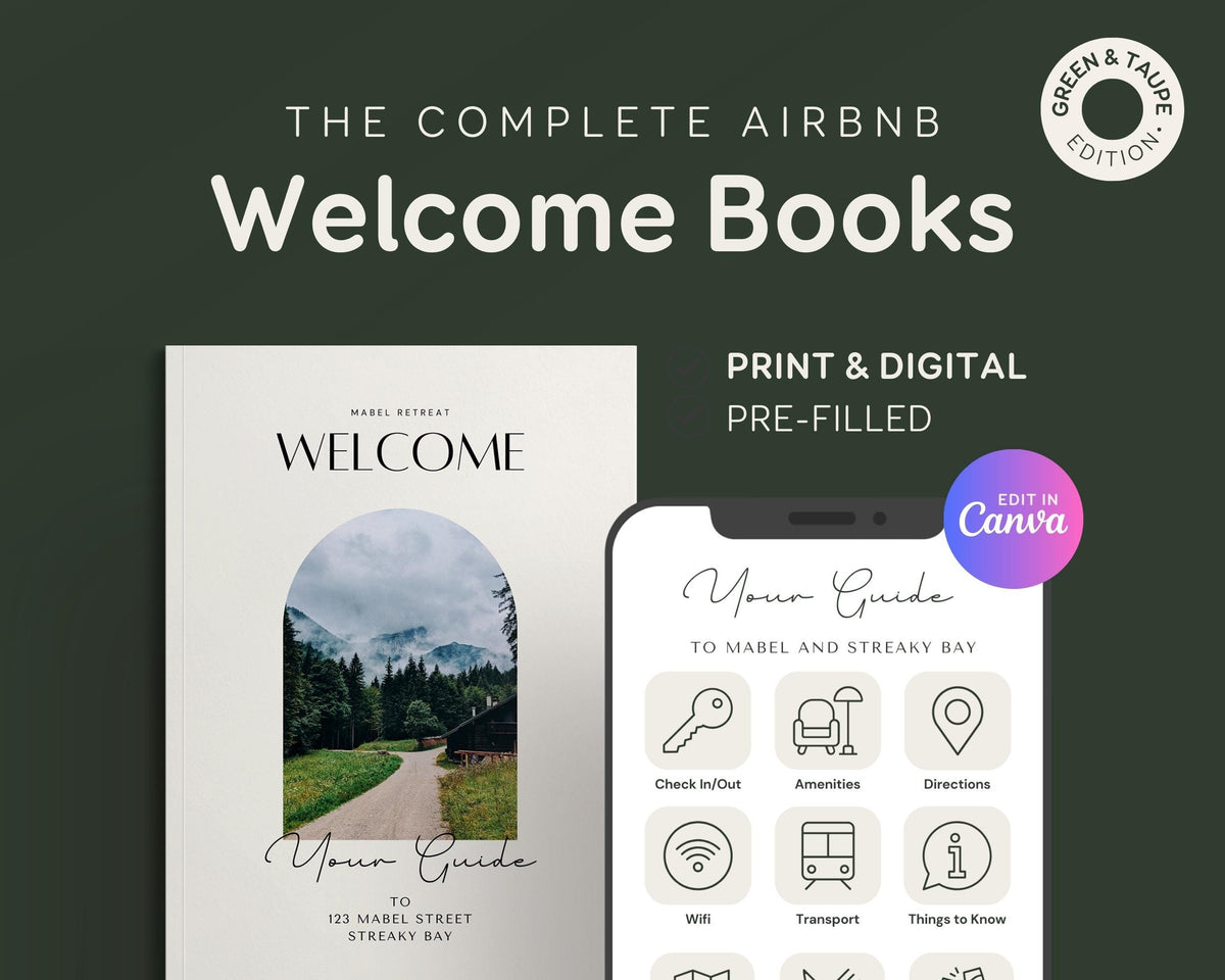 Welcome Book Template: Airbnb Cabin and Lake House Guide (Printable & Digital) EG3