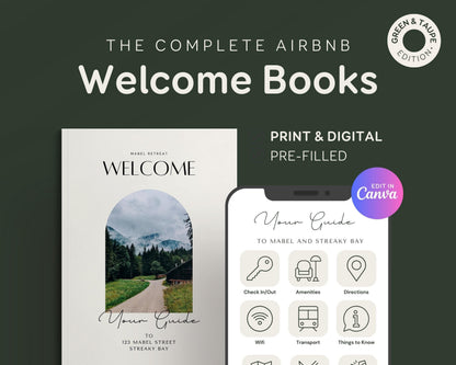 Welcome Book Template: Airbnb Cabin and Lake House Guide (Printable & Digital) EG3