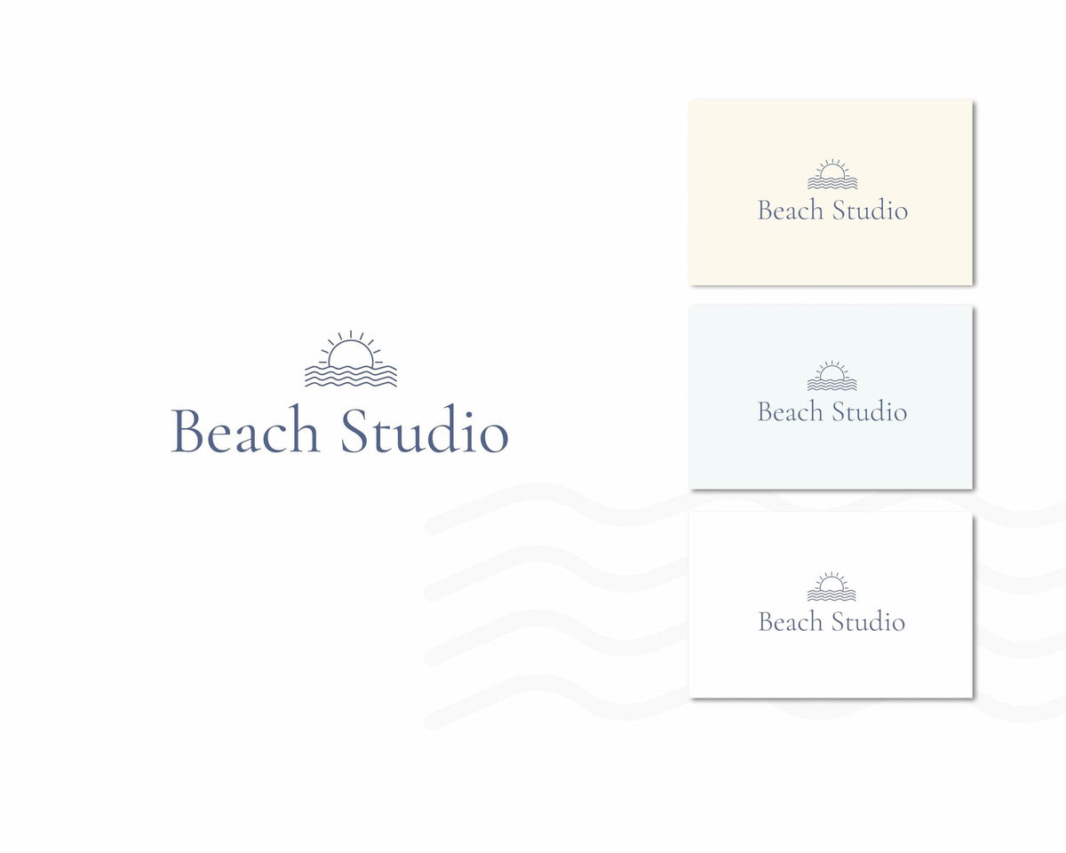 Modern Airbnb Beach House Logo, Airbnb Rental Vacation Rental, Short Term, Holiday Home, Sun, Waves, Surf, Sunshine, Modern, Minimalist BC1