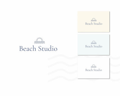 Modern Airbnb Beach House Logo, Airbnb Rental Vacation Rental, Short Term, Holiday Home, Sun, Waves, Surf, Sunshine, Modern, Minimalist BC1
